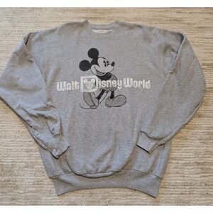 Walt Disney World Mickey Mouse Sweatshirt Sz M Crewneck Retro‎ Gray Unisex Parks